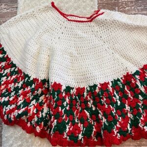 Festive crochet tree skirt- White, Red, and Green handmade